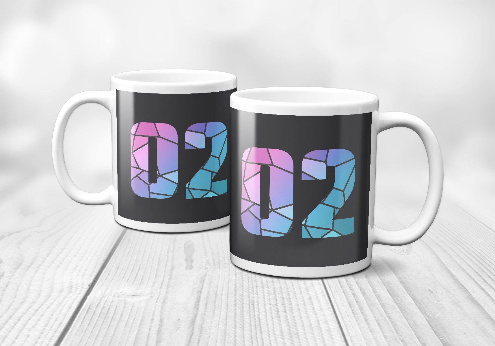 02 Number Mug (Charcoal Grey)