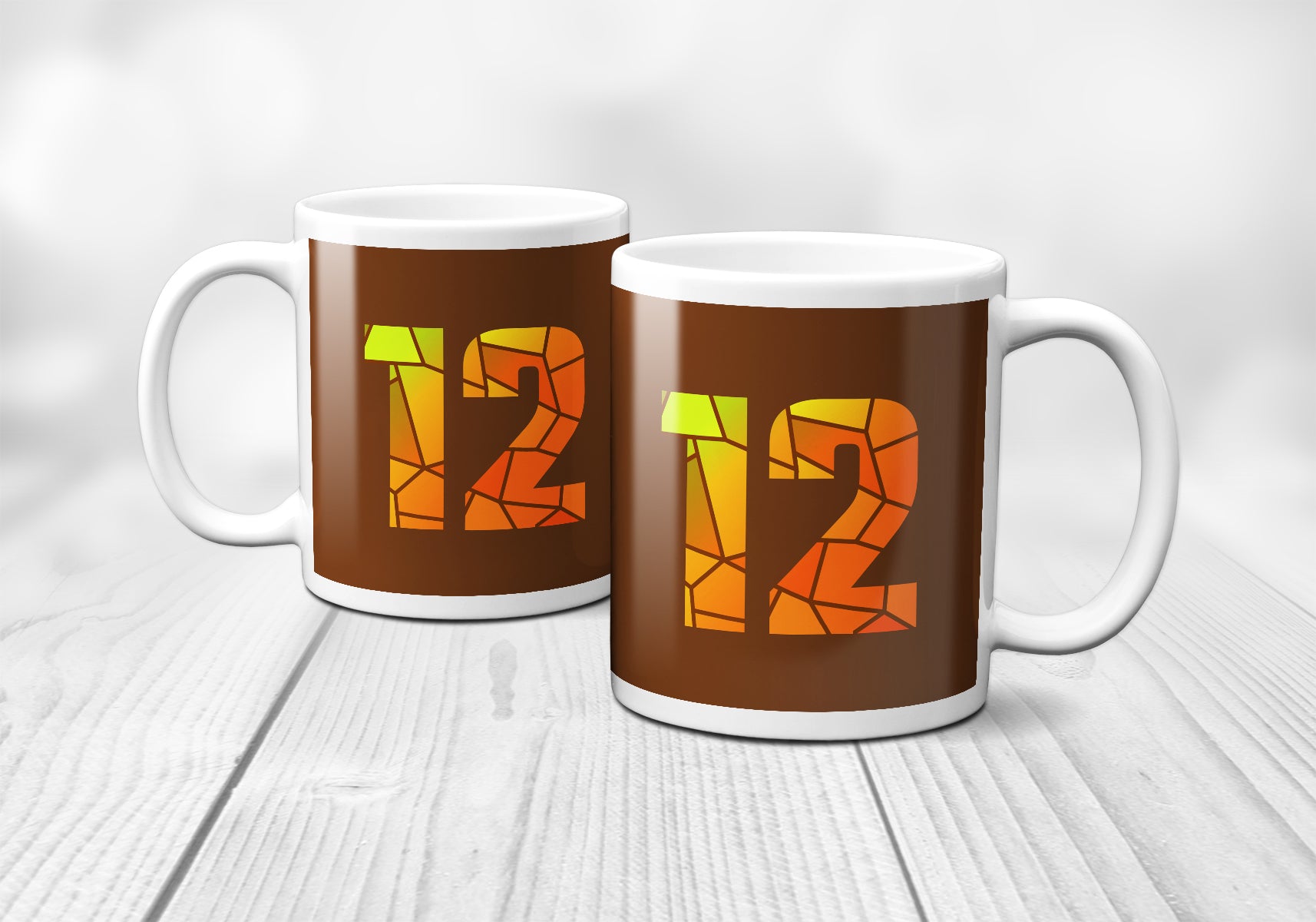 12 Number Mug (Brown)