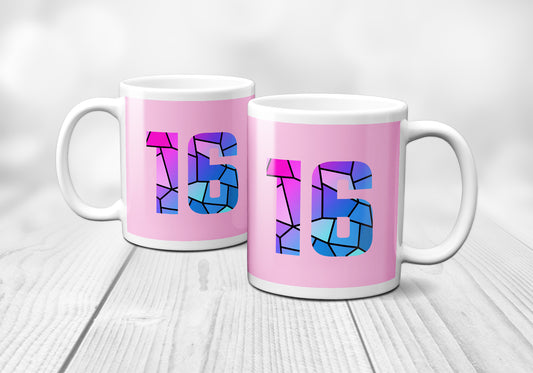 16 Number Mug (Light Pink)