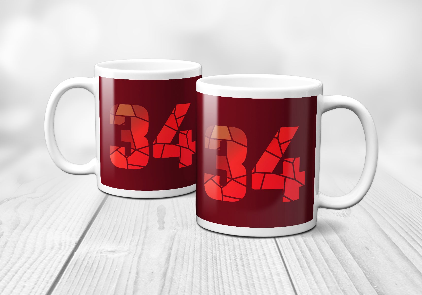 34 Number Mug (Maroon)