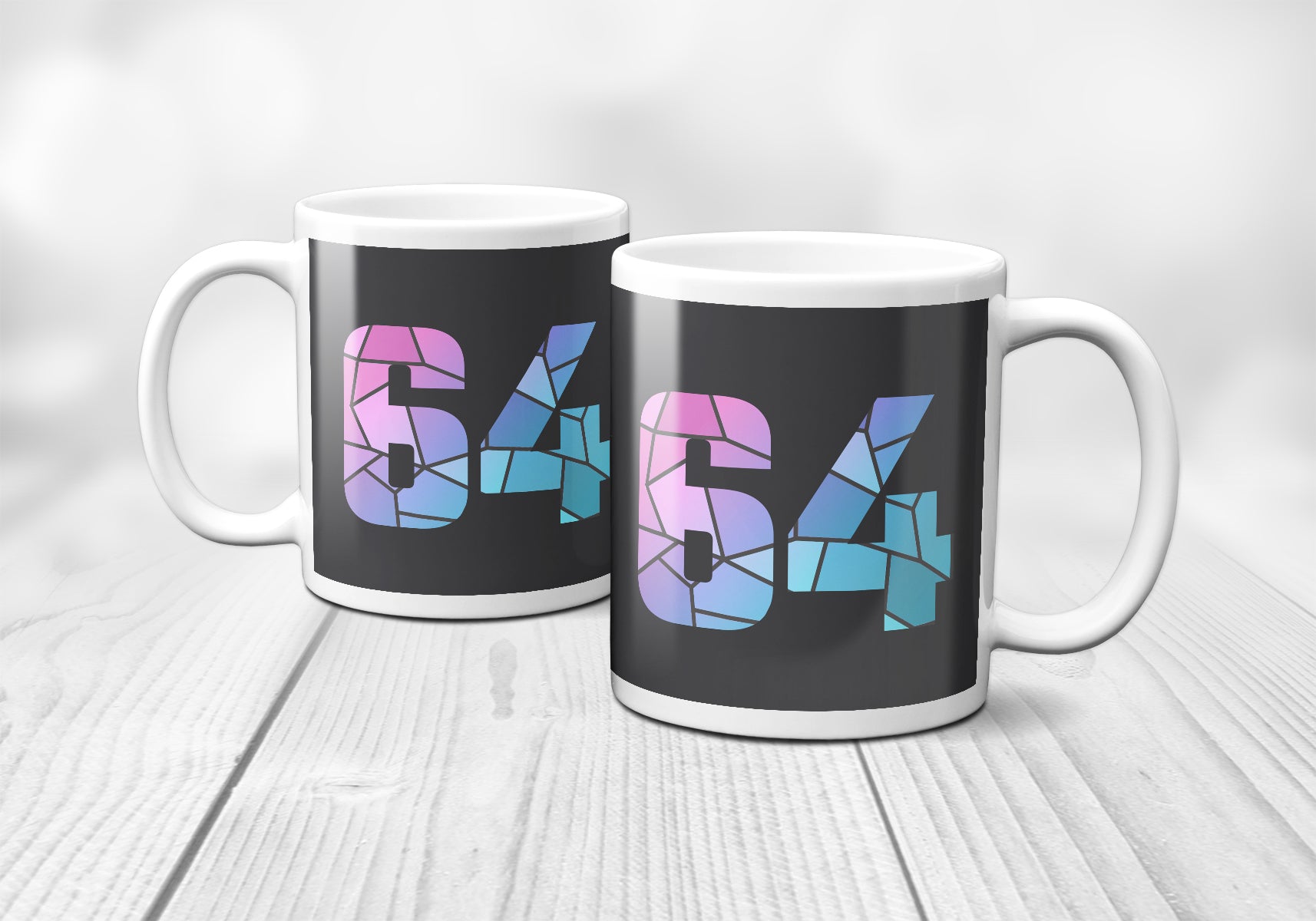 64 Number Mug (Charcoal Grey)