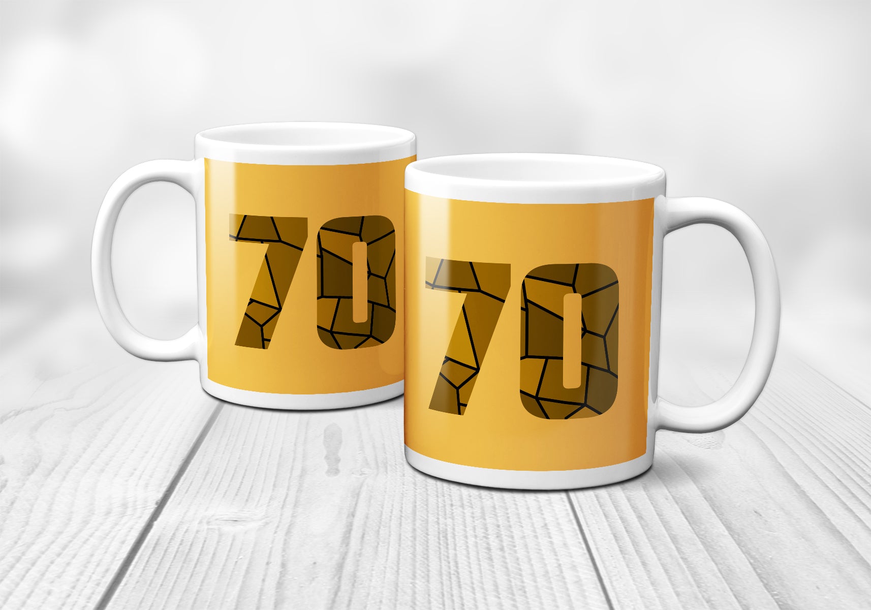 70 Number Mug (Golden Yellow)