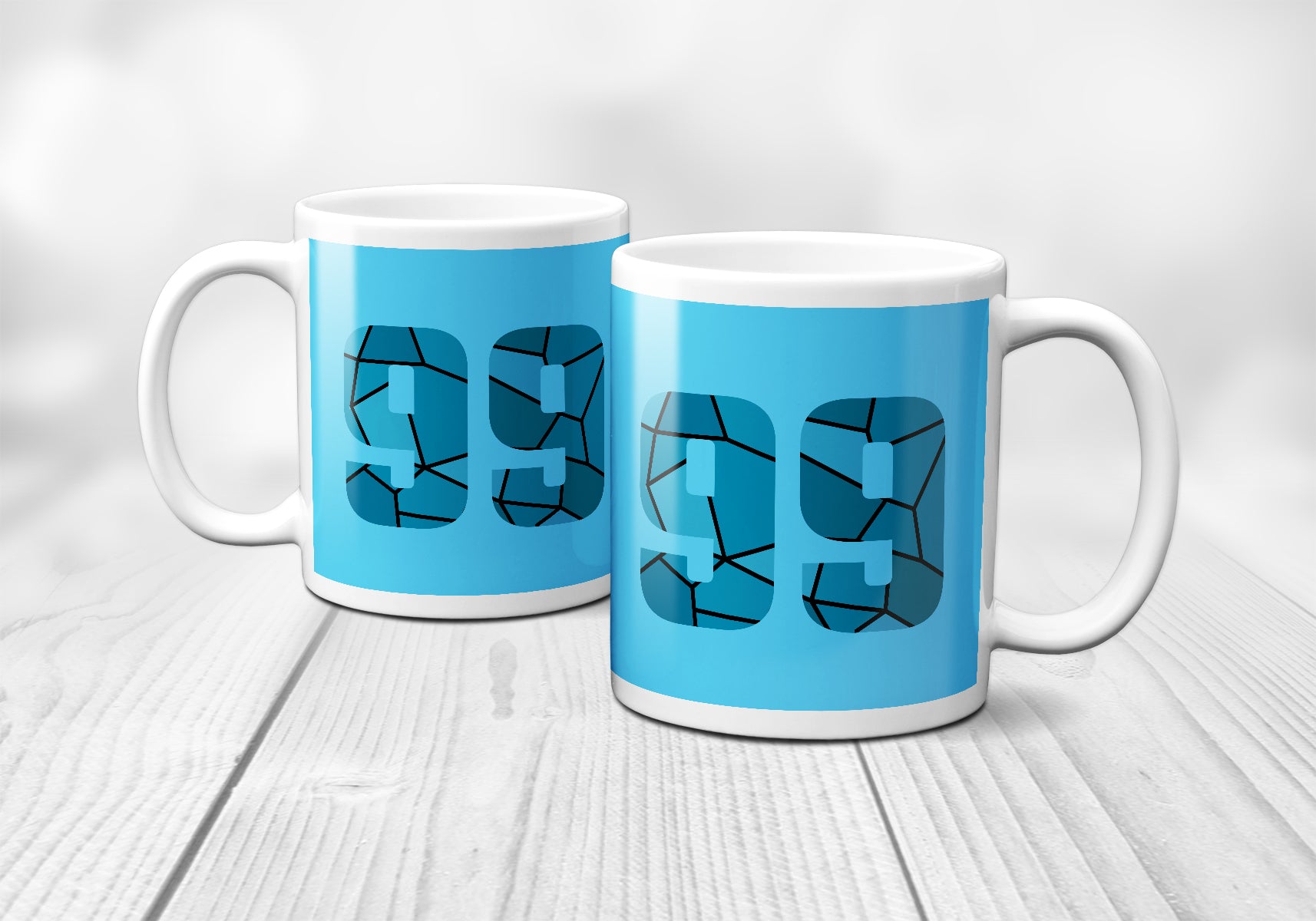 99 Number Mug (Sky Blue)