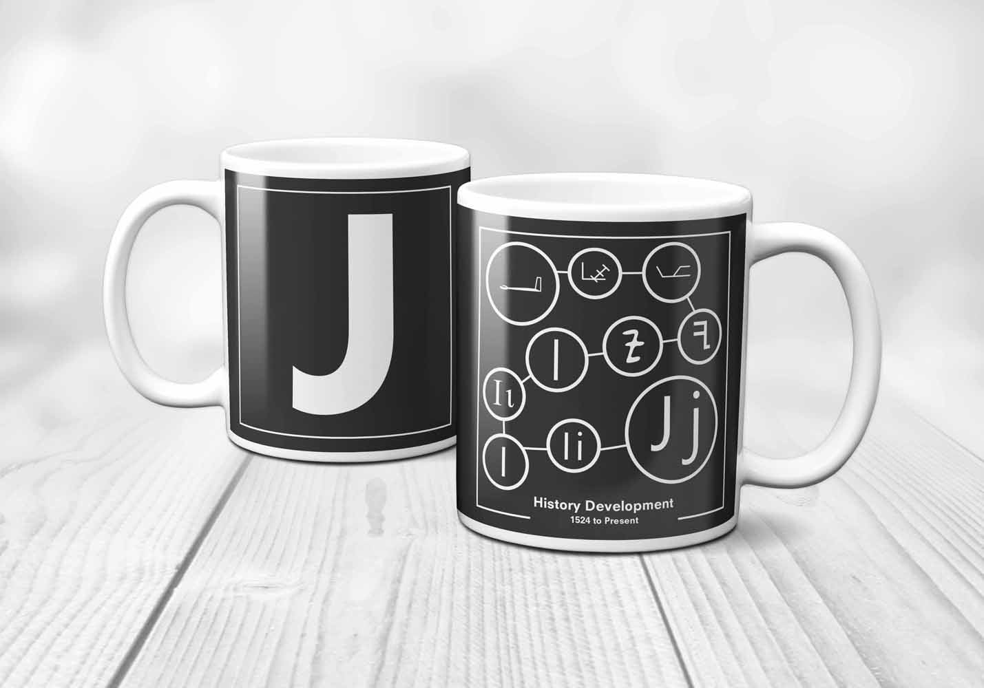 J Letter History Development Mug