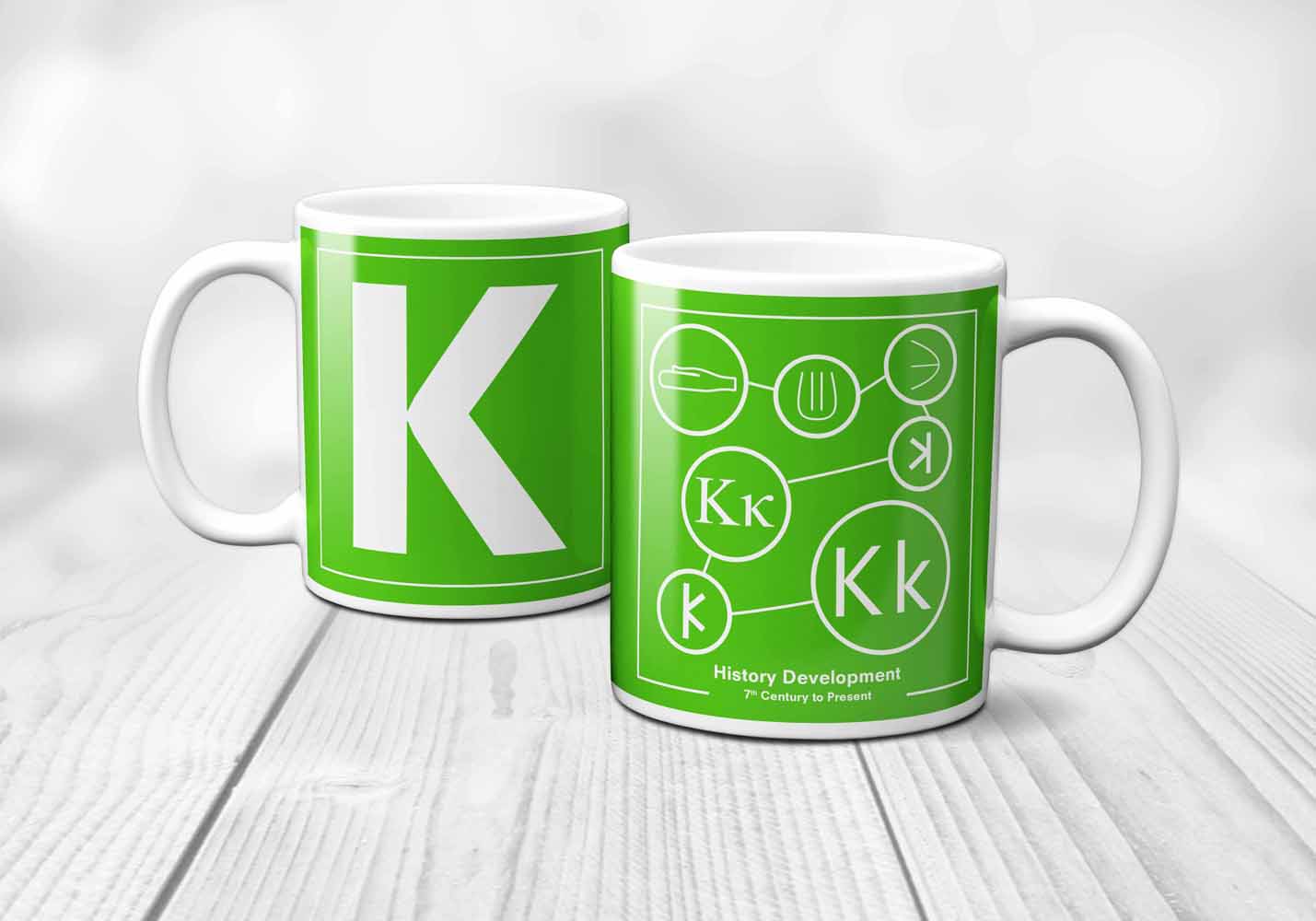 K Letter History Development Mug