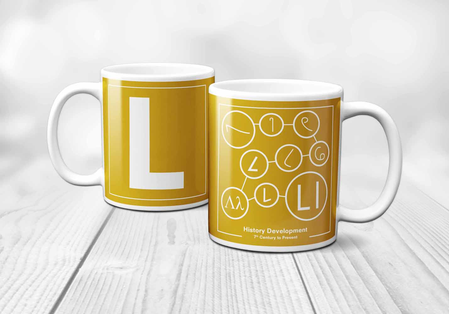 L Letter History Development Mug