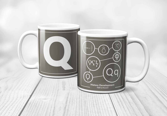 Q Letter History Development Mug