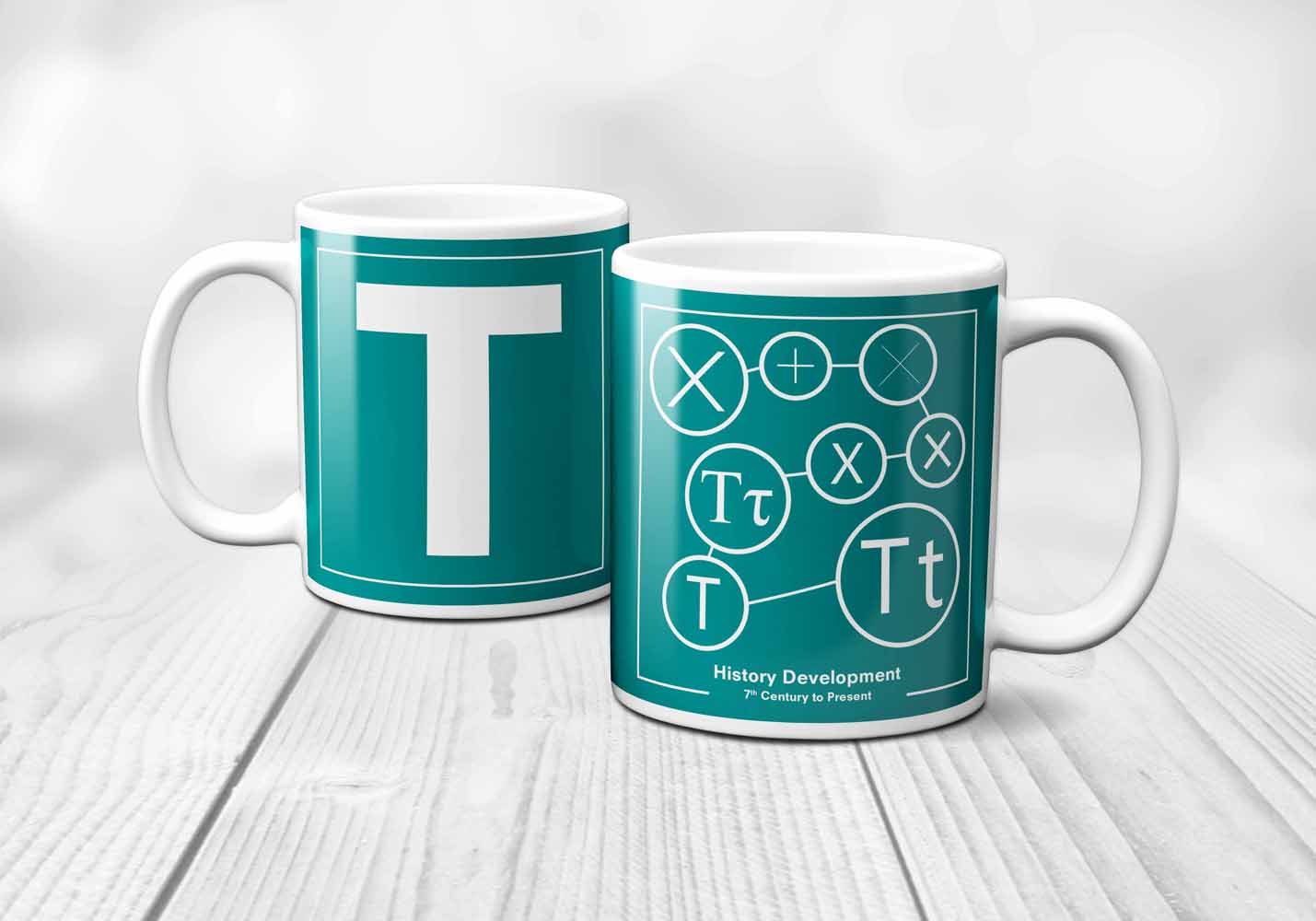 T Letter History Development Mug