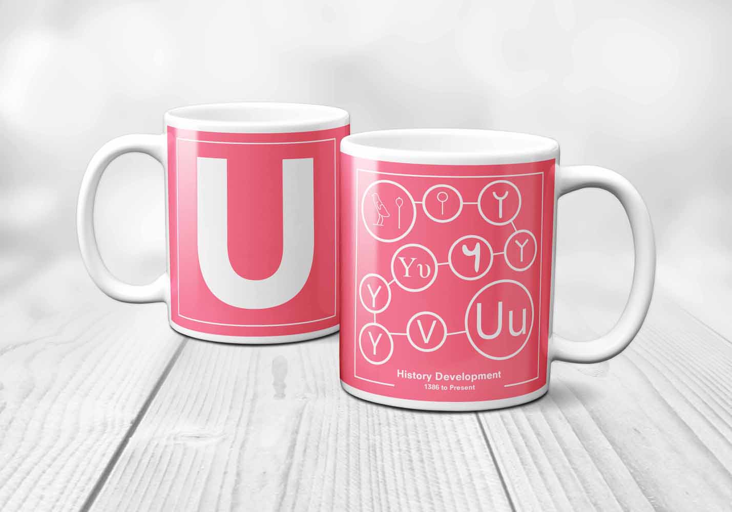 U Letter History Development Mug