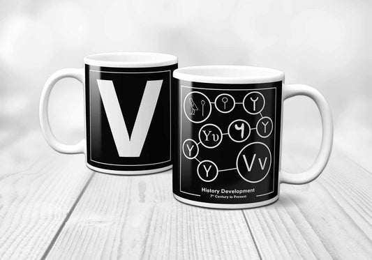 V Letter History Development Mug